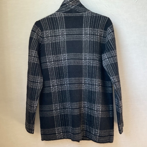 Sweater Coat Orange Fashion Village Plaid Black Grey Knitted Blazer Cardigan S/M - Picture 14 of 16